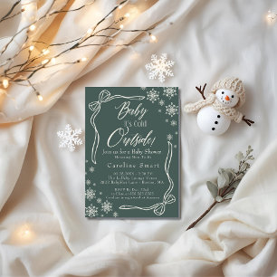 Coquette Baby its Cold outside green baby shower Invitation