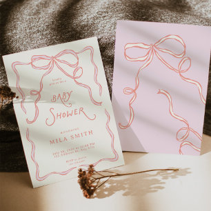 Coquette Baby Shower Pretty Ribbon Pink Invitation