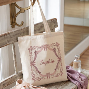 Coquette Ballerina Name Tote Bag   Vintage