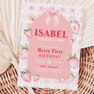 Coquette Berry First Birthday Invitation