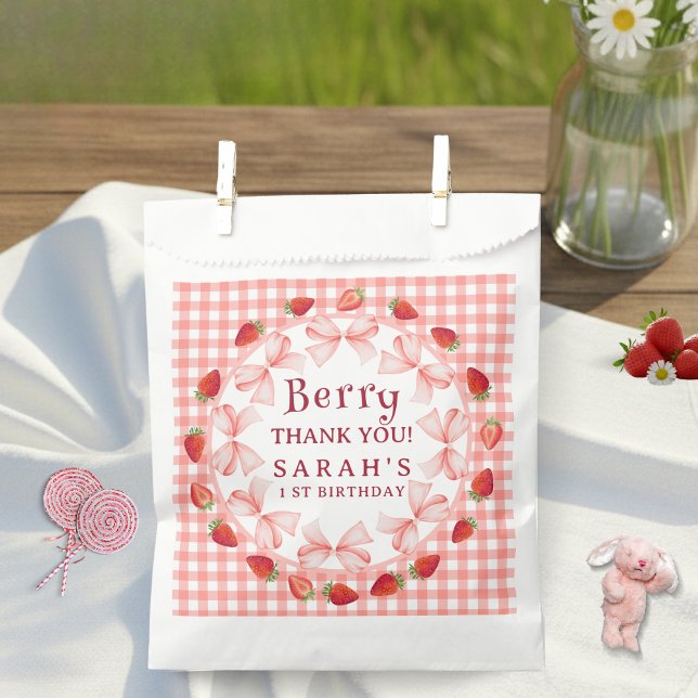 Coquette Berry First Birthday Red Gingham Favour Bags (Coquette Berry First Birthday Red Gingham Favor Bag)