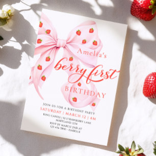 Coquette Berry First Birthday Strawberry Invitatio Invitation