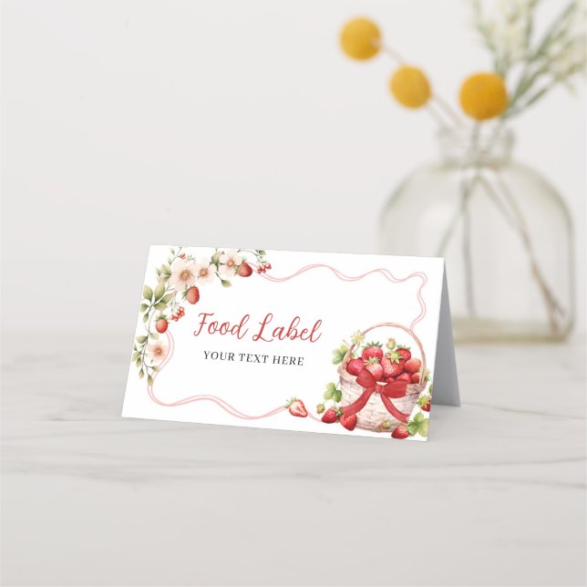 Coquette Berry In Love Bridal Shower Food Label Appointment Card (Front)