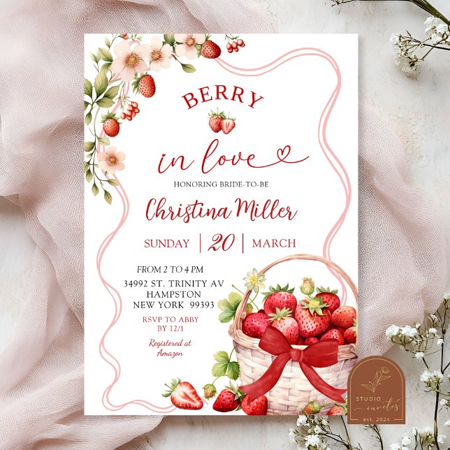 Coquette Berry In Love Bridal Shower Invitation (Creator Uploaded)