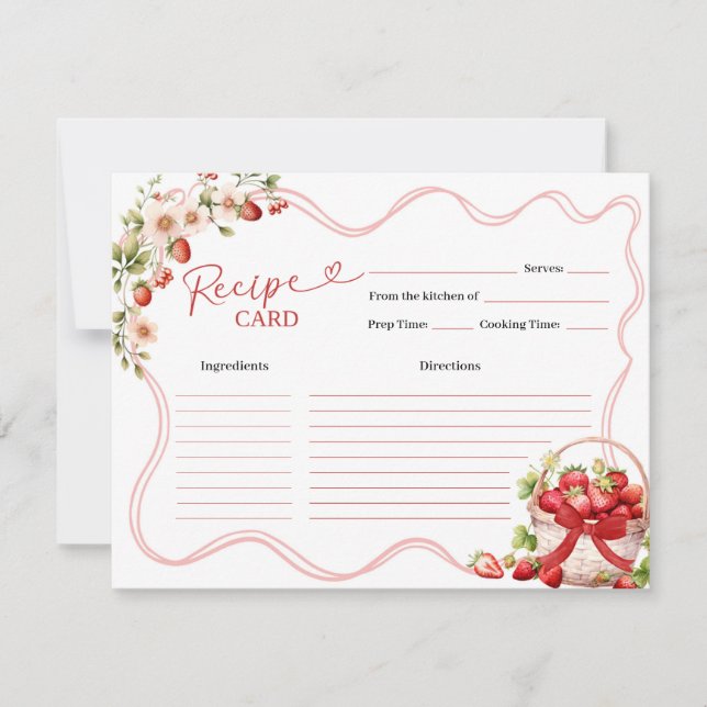 Coquette Berry in Love Bridal Shower Recipe Card (Front)