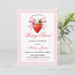Coquette Berry Sweet Baby Shower Invitation