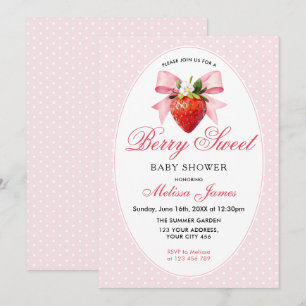 Coquette Berry Sweet Baby Shower Invitation