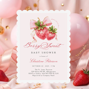 Coquette Berry Sweet Baby Shower Invitation