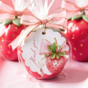Coquette Berry Sweet Baby Shower Scalloped Tags