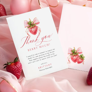 Coquette Berry Sweet Baby Shower Thank You Card
