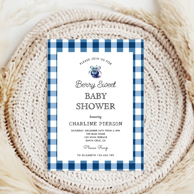 Coquette Berry Sweet blueberry Baby Shower Invitation (Creator Uploaded)