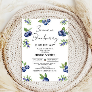 Coquette Berry Sweet blueberry Baby Shower Invitation