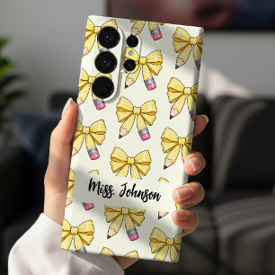 Coquette Best Teacher Ever Personalised Pencil Bow Samsung Galaxy Case