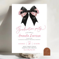 Coquette Black and Pink Bow Graduation Party