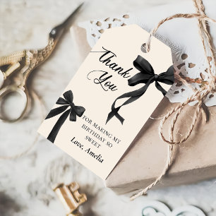 Coquette Black Bow Birthday Gift Tag