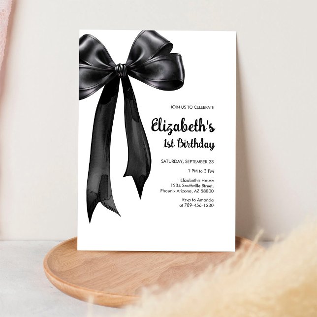 Coquette Black Bow Birthday Invitation (Creator Uploaded)