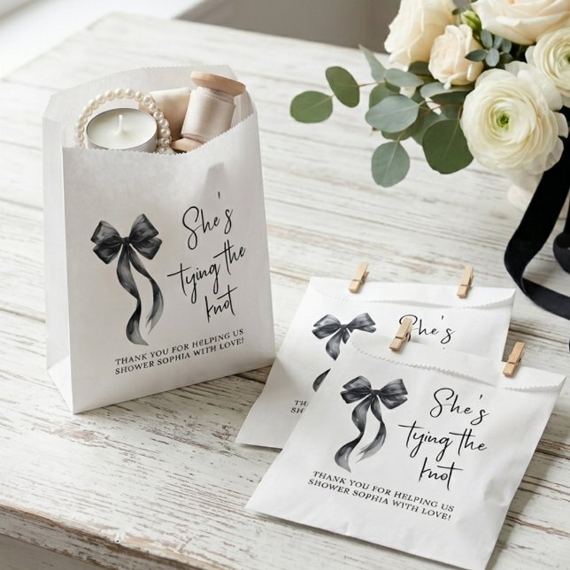 Coquette Black Bow Bridal Shower Favour Bags (Creator Uploaded)
