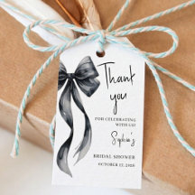 Coquette Black Bow Bridal Shower Favour Tags