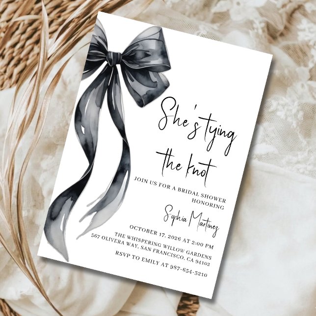 Coquette Black Bow Bridal Shower Invitation Card (Creator Uploaded)