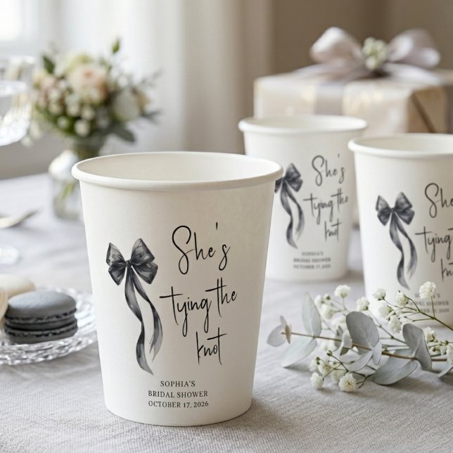 Coquette Black Bow Bridal Shower Paper Cups (Creator Uploaded)