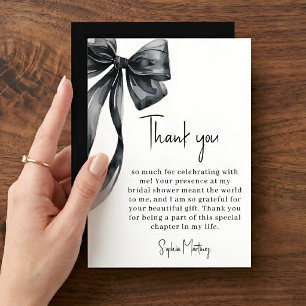 Coquette Black Bow Bridal Shower Thank You Card