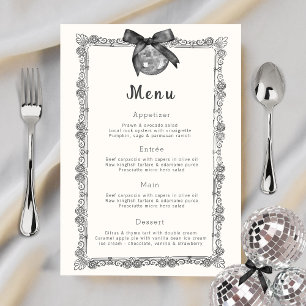 Coquette Black Bow & Disco Chic Birthday Menu