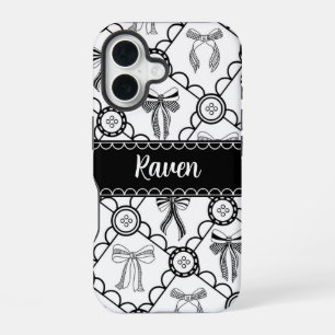 Coquette Black Bow iPhone 16 Case