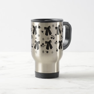 Coquette Black Bow Pattern Travel Mug | Cute Femin