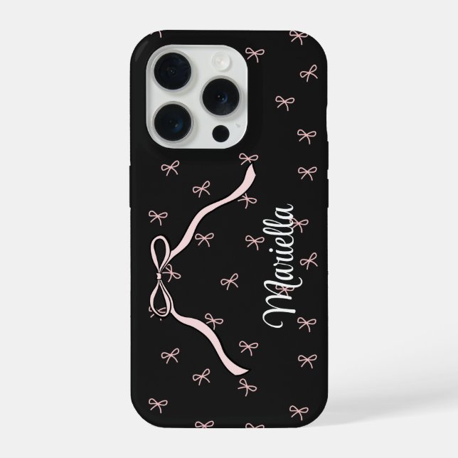 Coquette Black Bow Personalized Phone iPhone Case (Back)