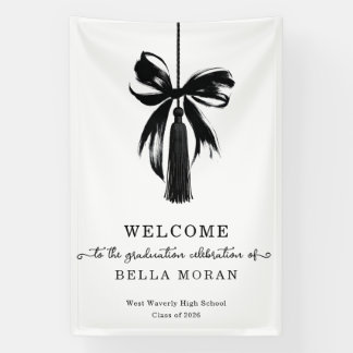 Coquette Black Bow & Tassel Graduation Party Sign