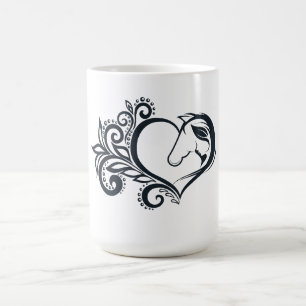 Coquette black Heart Horse Girl Feminine Elegant Coffee Mug