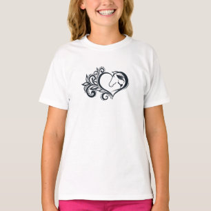 Coquette black Heart Horse Girl Feminine Elegant T-Shirt