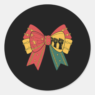 Coquette Black History Month African American Bow  Classic Round Sticker