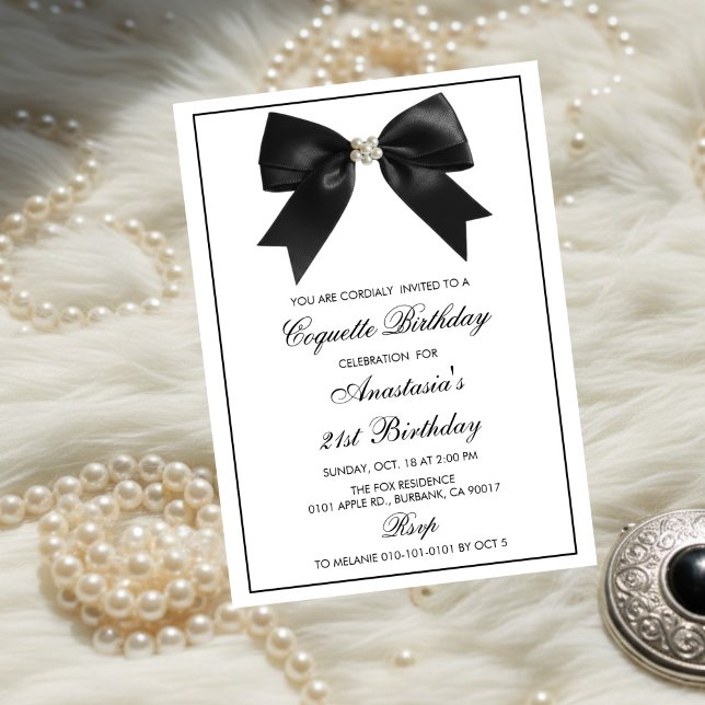 Coquette Black Ribbon,Coquette Party Birthday  Invitation (Creator Uploaded)