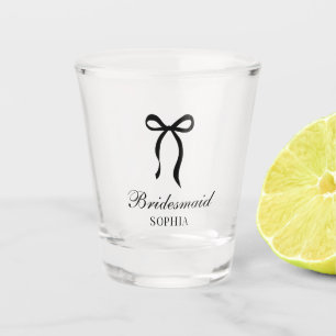 Coquette Black Wedding Bridesmaid Favour Custom Shot Glass
