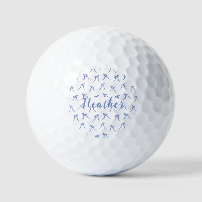 Coquette Blue and White Bows  Golf Balls (Front)