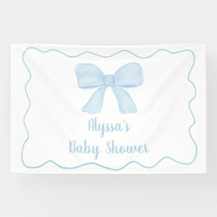 Coquette Blue Bow Baby Shower Banner