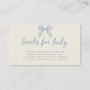 Coquette Blue Bow Baby Shower Books for Baby Enclosure Card