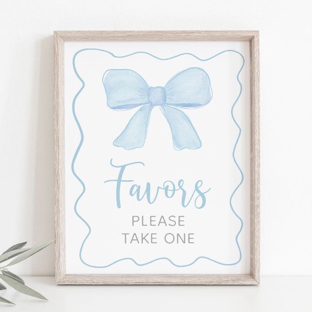 Coquette Blue Bow Baby Shower Favour Sign (Creator Uploaded)