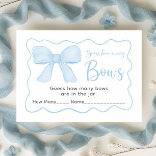 Coquette Blue Bow Baby Shower Guess How Many Game Enclosure Card