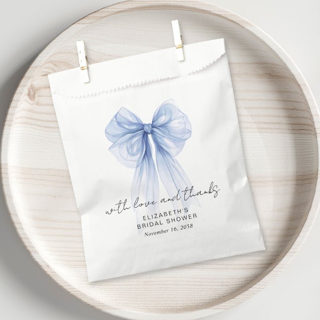 Coquette Blue Bow Bridal Shower Thank You Favour Bags (Creator Uploaded)