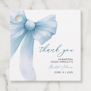 Coquette Blue Bow Bridal Shower Thank You Favour Tags