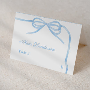 Coquette Blue Bow Individual Wedding Place Cards