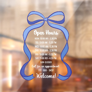 Coquette Blue Bow Small Business Open Hours