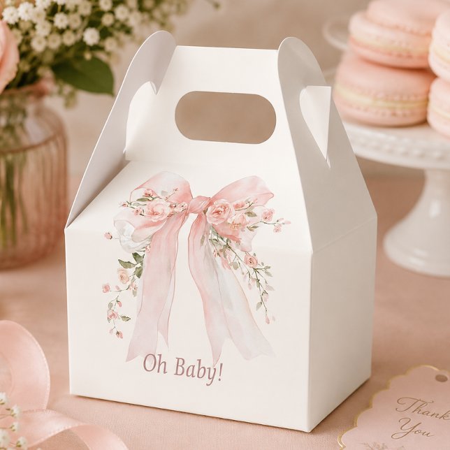 Coquette Blush Bow Baby Shower Favour Box (Coquette Blush Bow Baby Shower Favor Boxes)