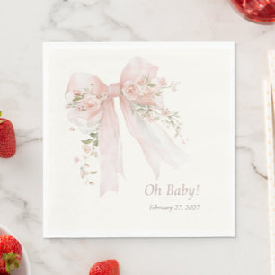 Coquette Blush Bow "Oh Baby" Baby Shower Napkin