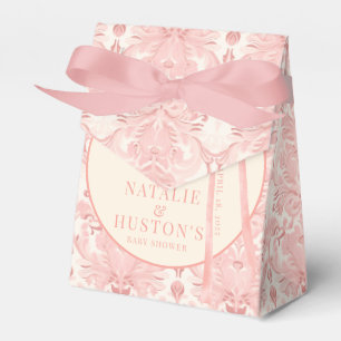 Coquette Blush Pink Bow Floral Baby Shower Custom Favour Box