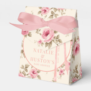 Coquette Blush Pink Bow Floral Baby Shower Custom Favour Box