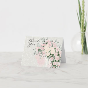 Coquette Blush Pink bow Rose Wisteria Bouquet Thank You Card
