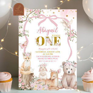 Coquette Blush Pink Spring woodland animals Invitation